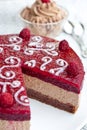 Chocolate cake with raspberry jelly