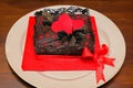 Red heart cake decor on table Royalty Free Stock Photo