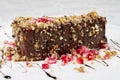Chocolate cake with roasted peanuts