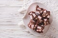 Chocolate cake Rocky road close-up on the table. horizontal top