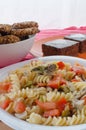 Chocolate cake, salad and home made cookies