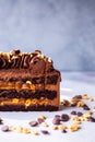 Chocolate cake with salted carame Royalty Free Stock Photo