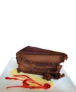 Chocolate Cake Slice Vertical on White Background Royalty Free Stock Photo