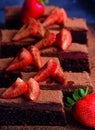 Chocolate cake slices with strawberry