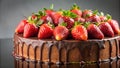 Chocolate Cake with Strawberries: A Modern Abstract Interpretation AI Generated
