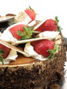 Chocolate cake with strawberries topping