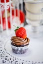 Chocolate cake with strawberries Royalty Free Stock Photo
