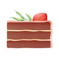 Chocolate cake with strawberry vector design decorated with fresh red berry and herbs Royalty Free Stock Photo