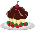 Chocolate cake and strawberrys, Vector