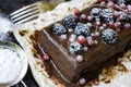 Chocolate cake with summer berries
