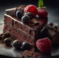 Chocolate cake with summer berries.Generated by AI Royalty Free Stock Photo