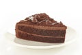 Chocolate cake on white plate Royalty Free Stock Photo