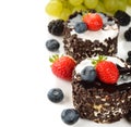 Chocolate cakes with berries Royalty Free Stock Photo