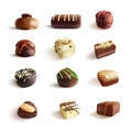 Chocolate Candies Big Set. Vector Realistic Illustration. On White