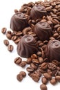 Chocolate candies with coffee beans