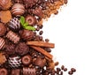 Chocolate candies. Collection of beautiful Belgian truffles Royalty Free Stock Photo