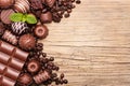 Chocolate candies. Collection of beautiful Belgian truffles Royalty Free Stock Photo