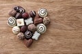 Chocolate candies heart Royalty Free Stock Photo