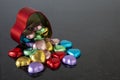 Chocolate candies in multicolored foils Royalty Free Stock Photo