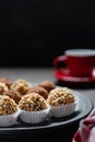 Chocolate candies on a plate Royalty Free Stock Photo