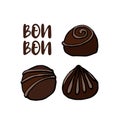 Chocolate candies set vector illustration bonbon isolated on white background Royalty Free Stock Photo