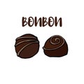 Chocolate candies set vector illustration two bonbon isolated on white background Royalty Free Stock Photo