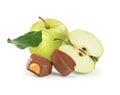 Chocolate candy with apple filling and apple