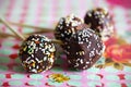 Chocolate candy cake pops with sprinkles Royalty Free Stock Photo