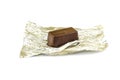 Chocolate candy on a candy wrapper. Sweets on a white background.