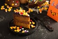 Chocolate and candy corn cake