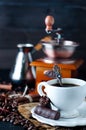 Chocolate candy with cup of coffee Royalty Free Stock Photo