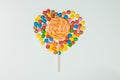 Chocolate Candy Lollipop White Background Lay Flat Royalty Free Stock Photo