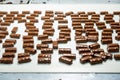 Chocolate candy making Royalty Free Stock Photo