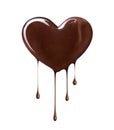 Chocolate candy in the shape of heart with dripping drops isolated on white background Royalty Free Stock Photo