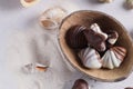 Chocolate candy shell shape Royalty Free Stock Photo