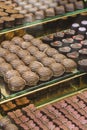 Chocolate candy in a store window Royalty Free Stock Photo