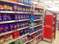 Chocolate or candy on a supermarket shelf.