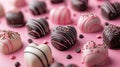 Chocolate candy Valentine day background, sweet candies, chocolate bonbons wallpaper, AI generated