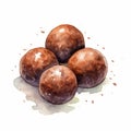 Watercolor Illustration Of Chocolate Truffles With A Glaze Royalty Free Stock Photo