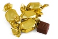 Chocolate candy wrapped in foil, isolated on white Royalty Free Stock Photo