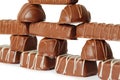 Chocolate candys with icing pyramid figure Royalty Free Stock Photo