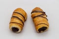 Chocolate cannoli, cannolo al cioccolato. Traditional Italian pastry dessert