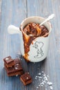 Chocolate caramel cake in a mug Royalty Free Stock Photo