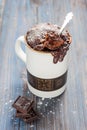 Chocolate caramel cake in a mug Royalty Free Stock Photo