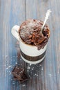 Chocolate caramel cake in a mug Royalty Free Stock Photo