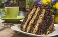 chocolate caramel and pecan cake Royalty Free Stock Photo