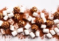 Chocolate, caramel popcorn and marshmallows