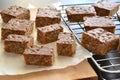 Chocolate caramel rice crispy treats. Royalty Free Stock Photo