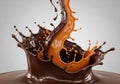Chocolate and caramel splash Royalty Free Stock Photo