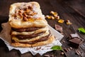 Chocolate and caramelized almond Mille-feuille Royalty Free Stock Photo